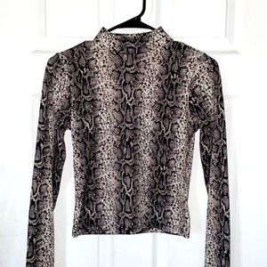 Leopard Print Turtleneck Top